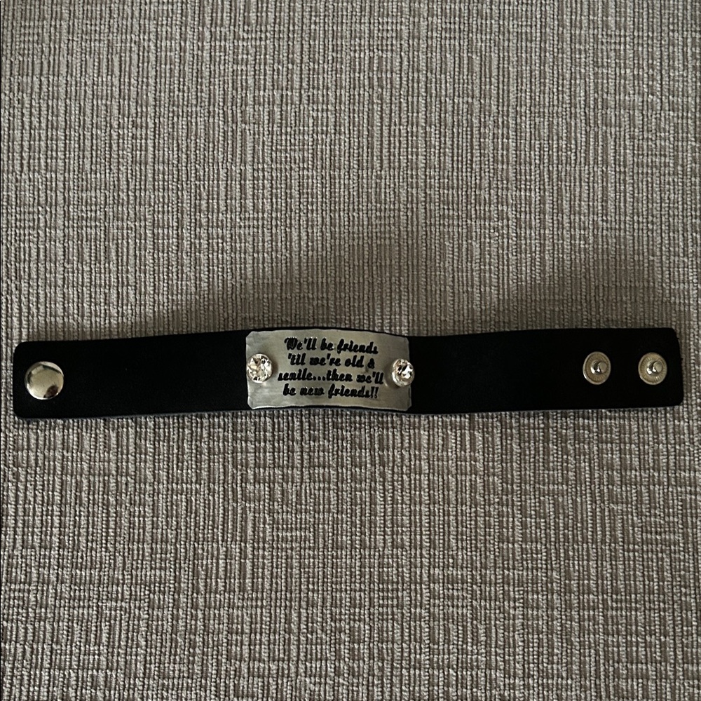 Black Bracelet with Silver Message Plate